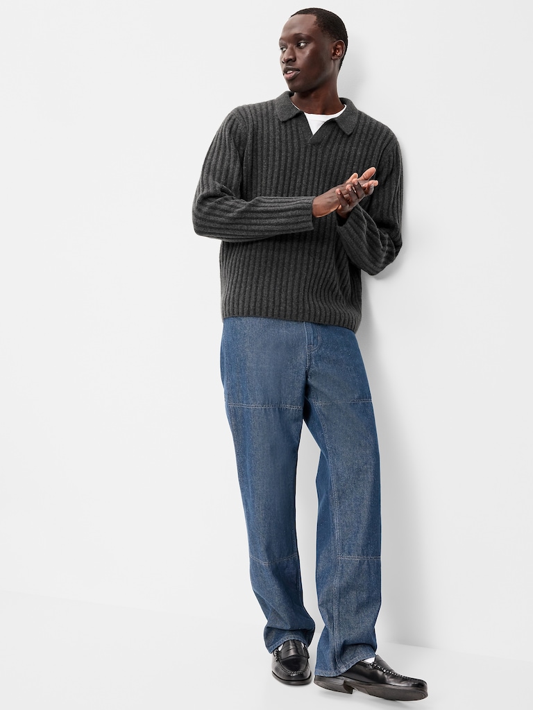 Long-Sleeve Polo Sweater