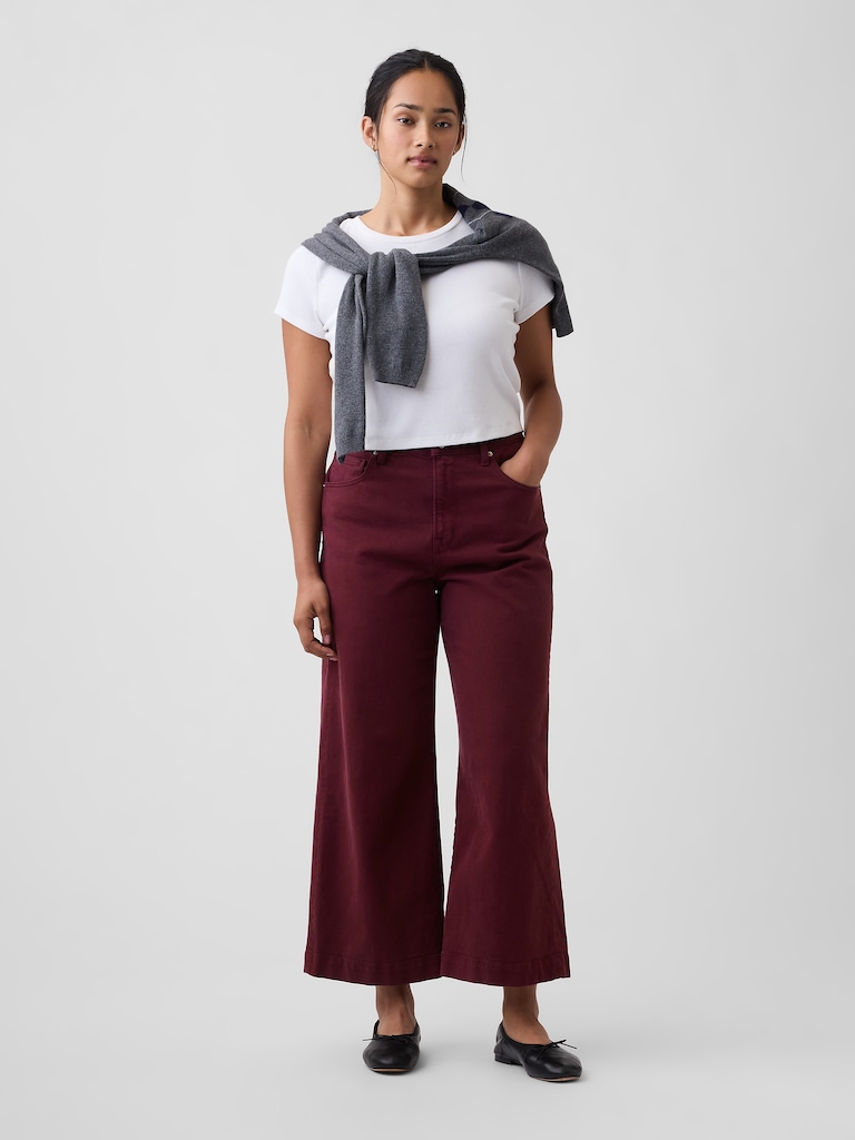 High Rise Wide-Leg Crop Jeans