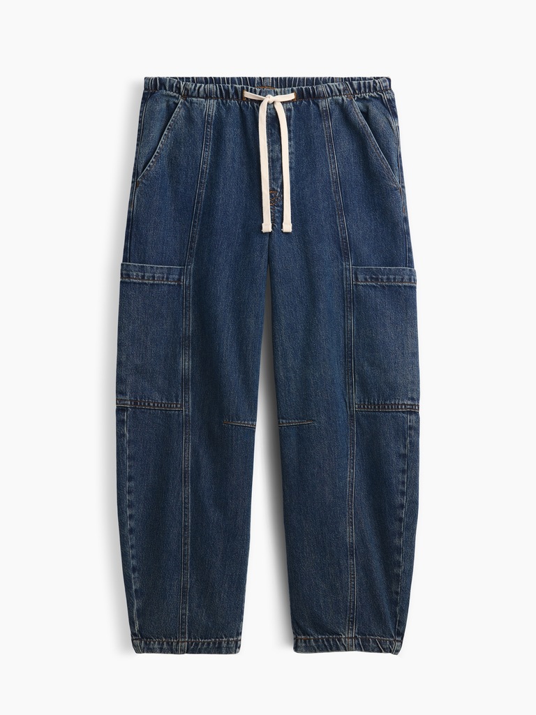 Mid Rise SuperSoft Pull-On Barrel Jeans