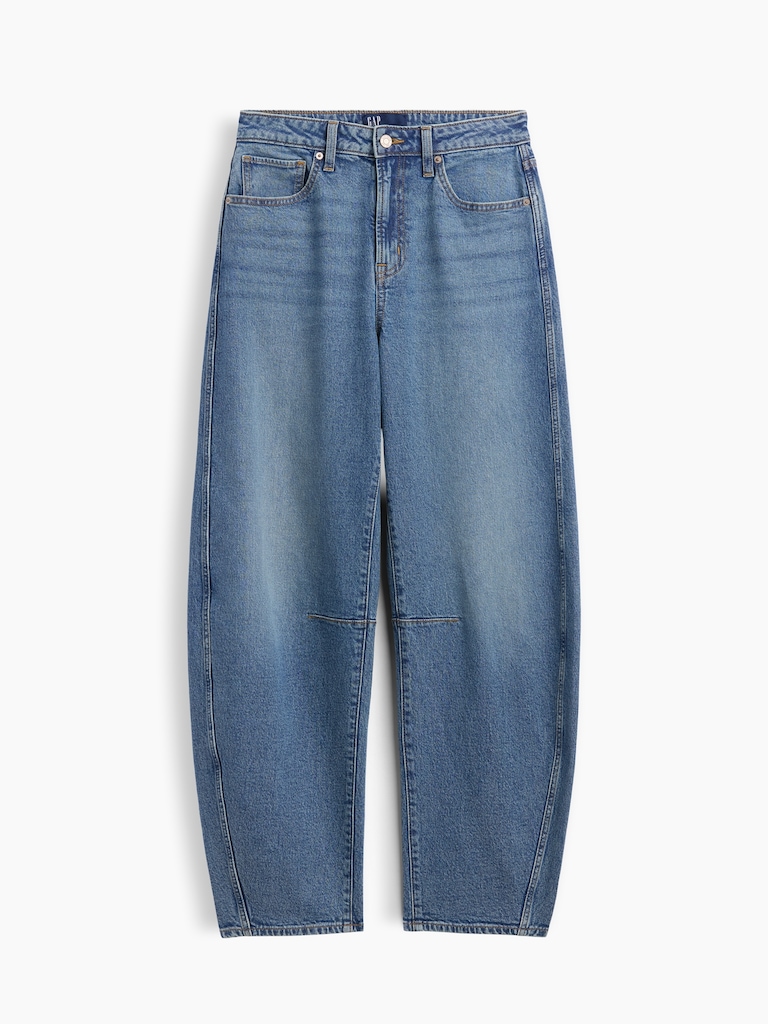 Curvy High Rise Barrel Jeans