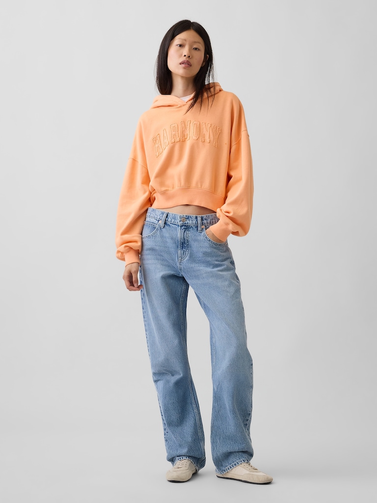 VintageSoft Logo Crop Hoodie