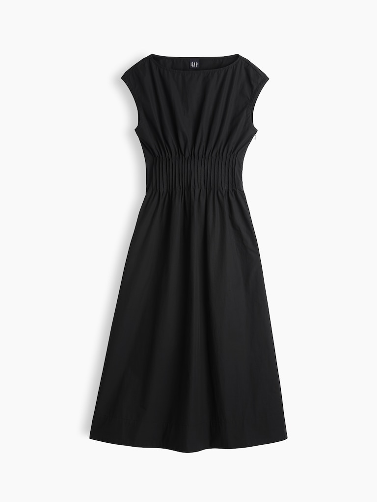 Poplin Pintuck Maxi Dress