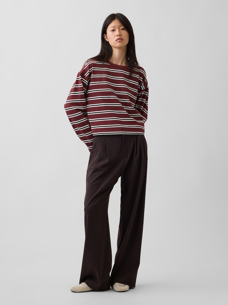Knit Oversized Crop T-Shirt