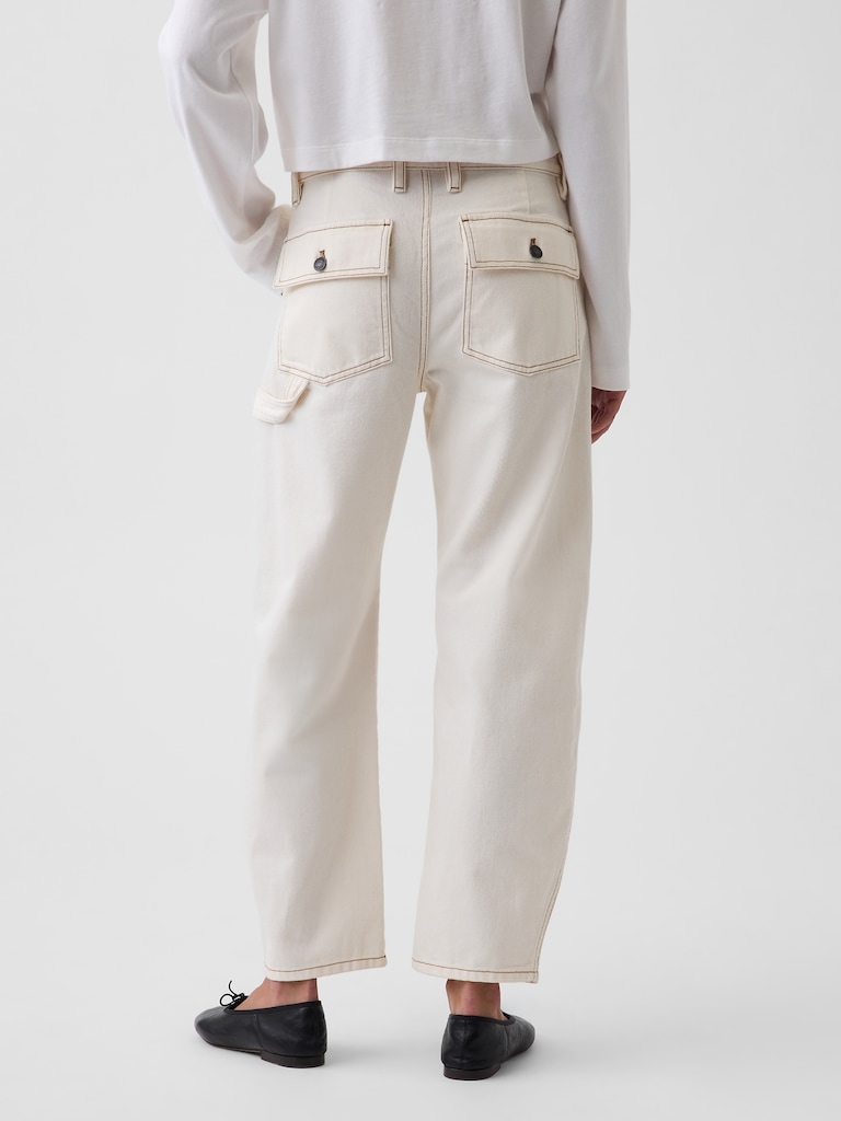 Mid Rise Barrel Utility Ankle Pants