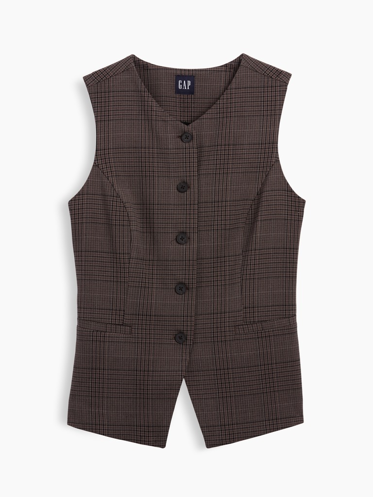Gilet long à col montant