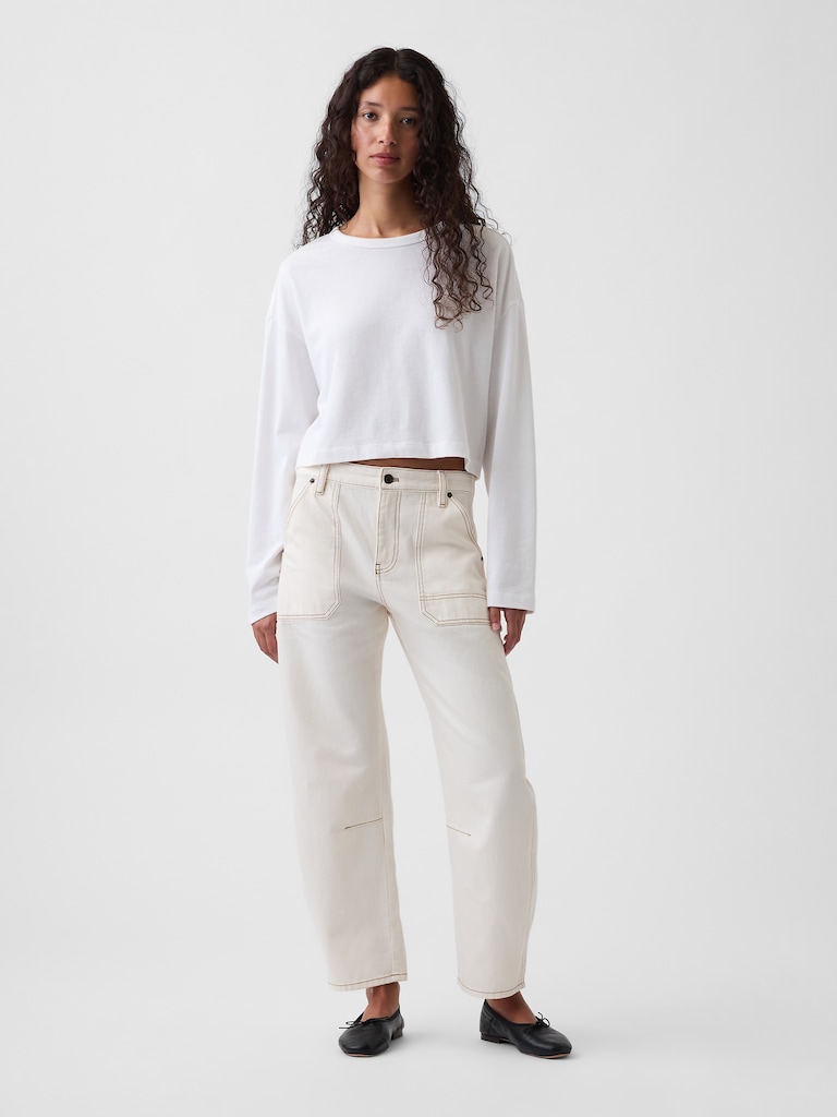 Mid Rise Barrel Utility Ankle Pants
