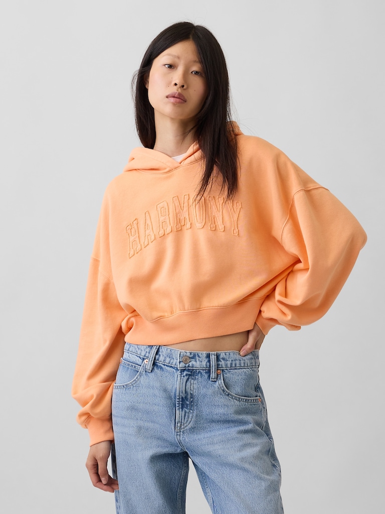 VintageSoft Logo Crop Hoodie
