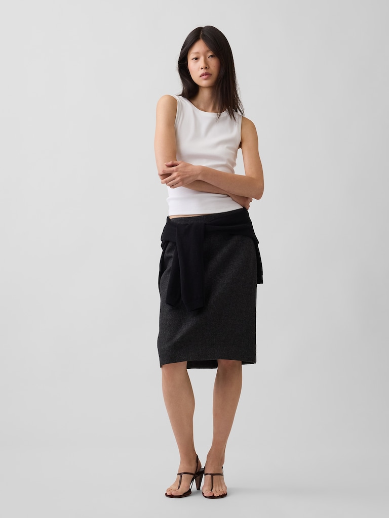 Herringbone Knee-Length Skirt