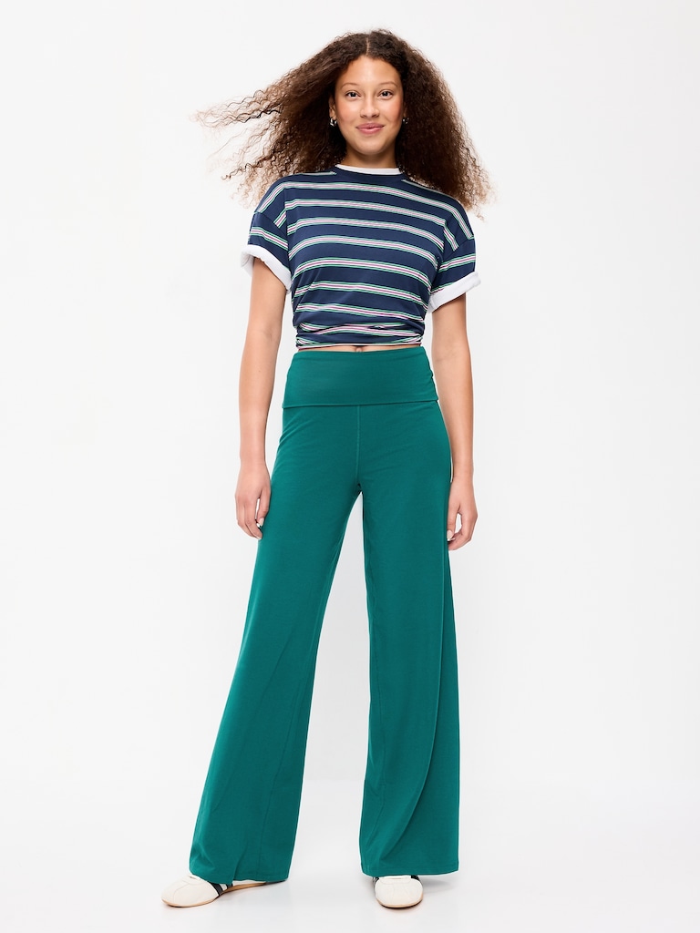 High-Waisted PowerChill Fold-Over Wide-Leg Pants