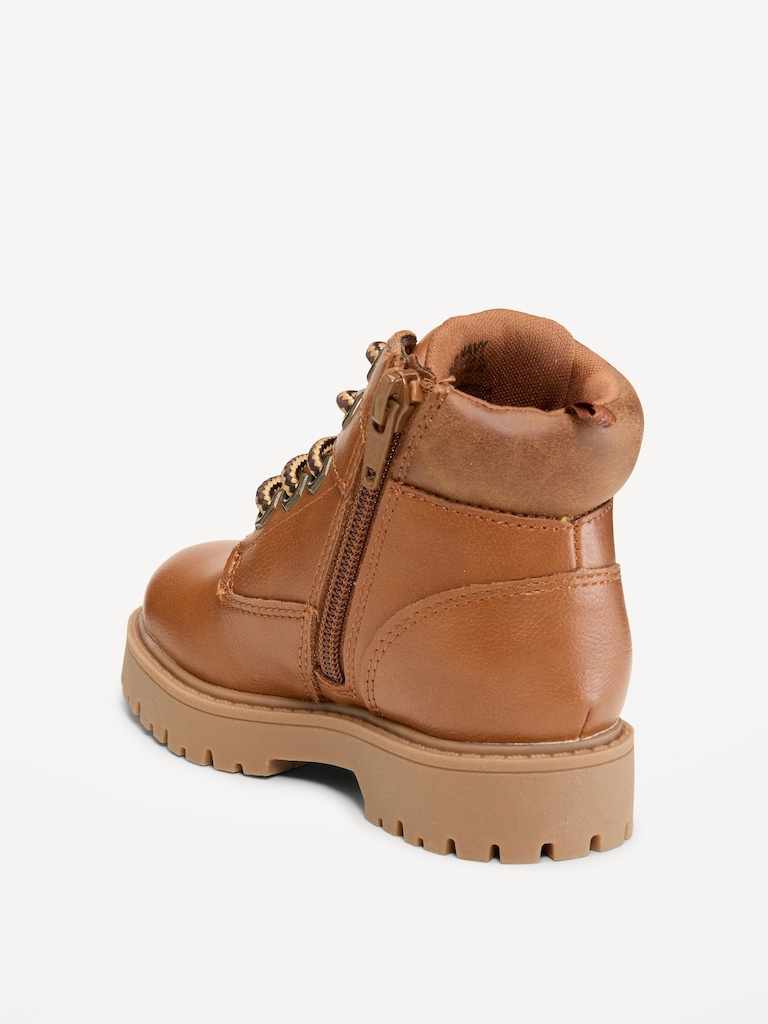 Faux-Leather Work Boots for Toddler Boys