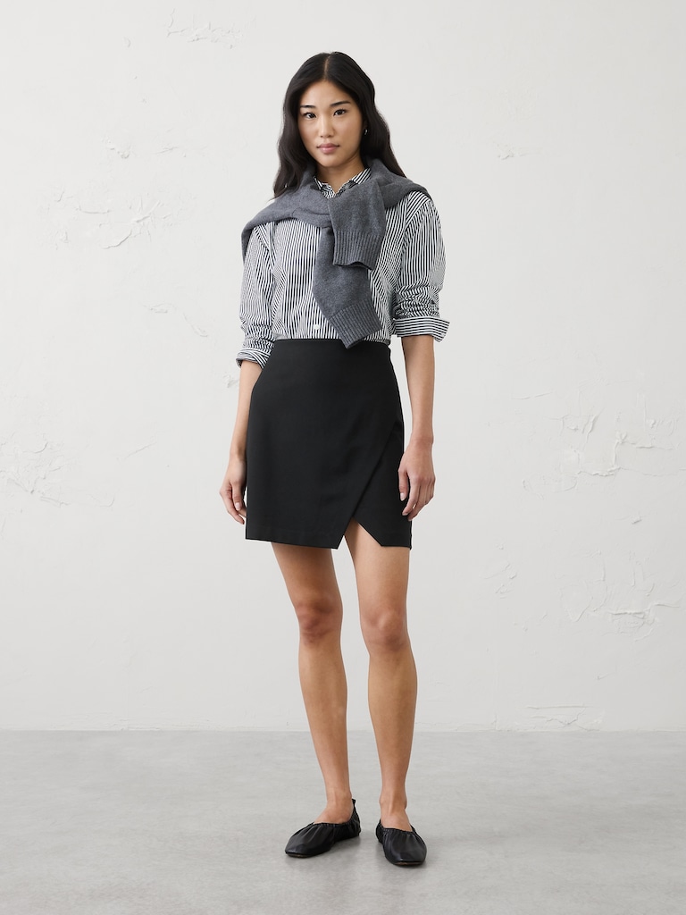 Overlap Ponte Mini Skirt