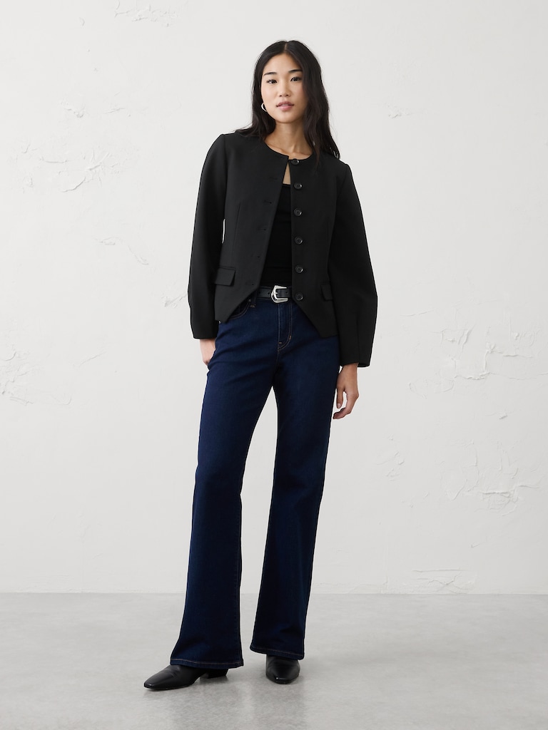 Ponte Collarless Blazer