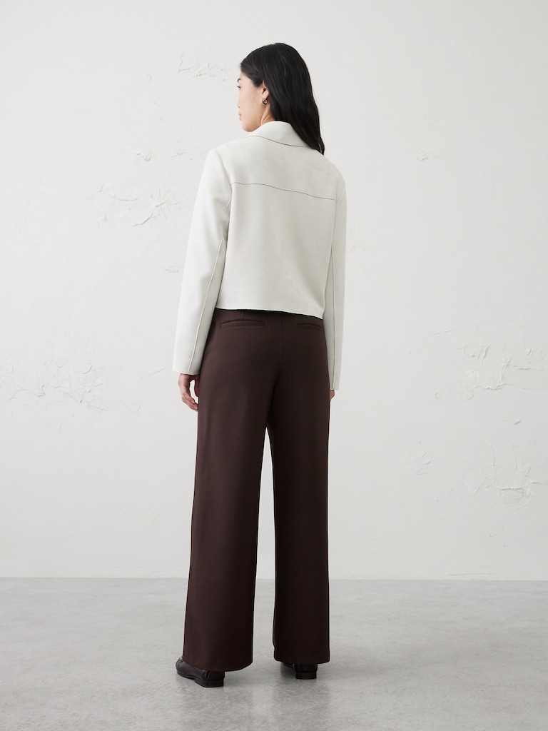 Wide-Leg High-Rise Ponte Pant