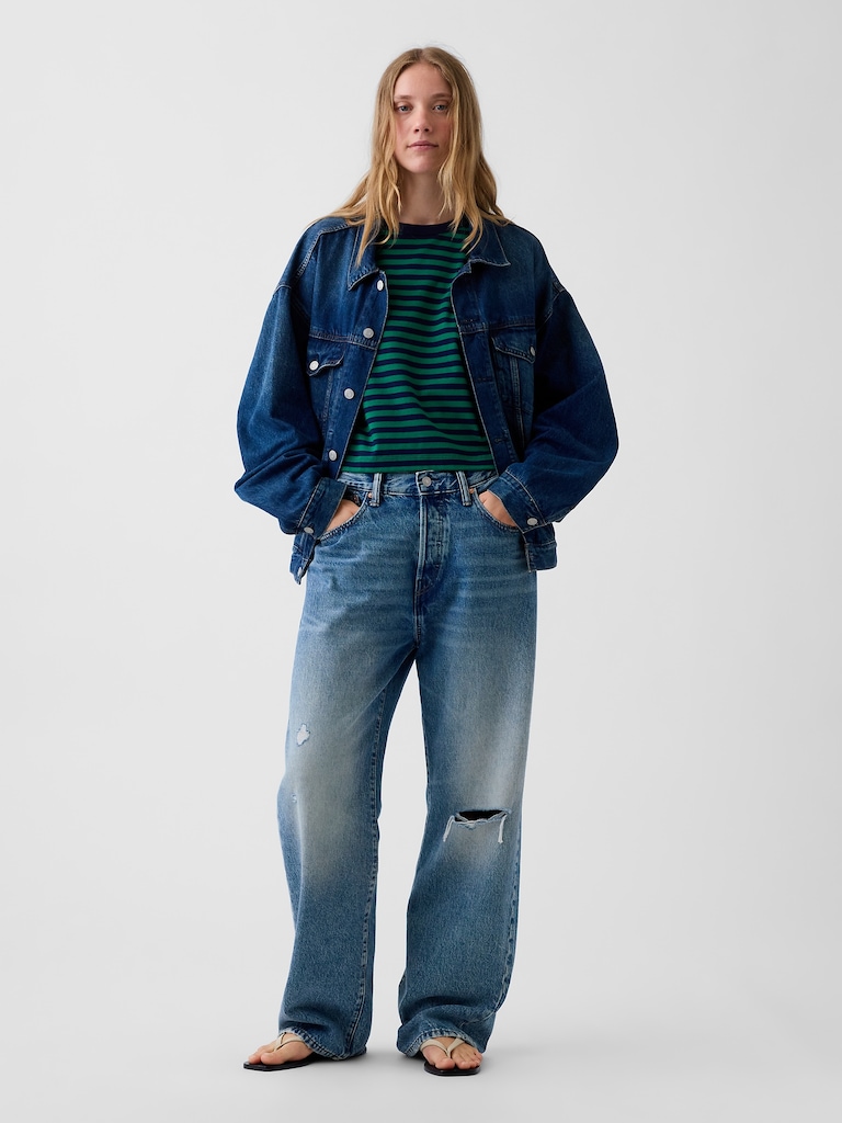 Knit Oversized Crop T-Shirt
