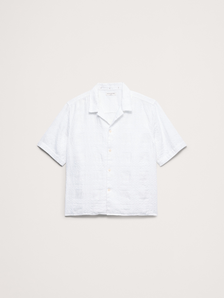 Chemise de vacances décontractée en lin brodé