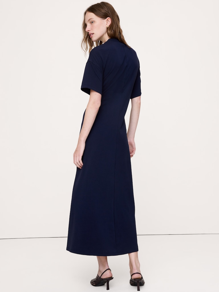 Oversized Stretch-Cotton Tie-Waist Midi Dress