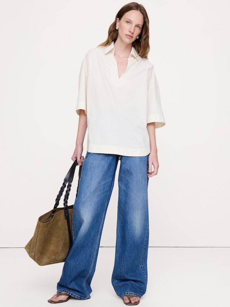 Cotton Poplin Popover Tunic