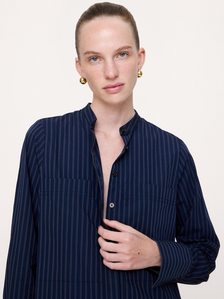 Cotton Trapeze Shirt Dress