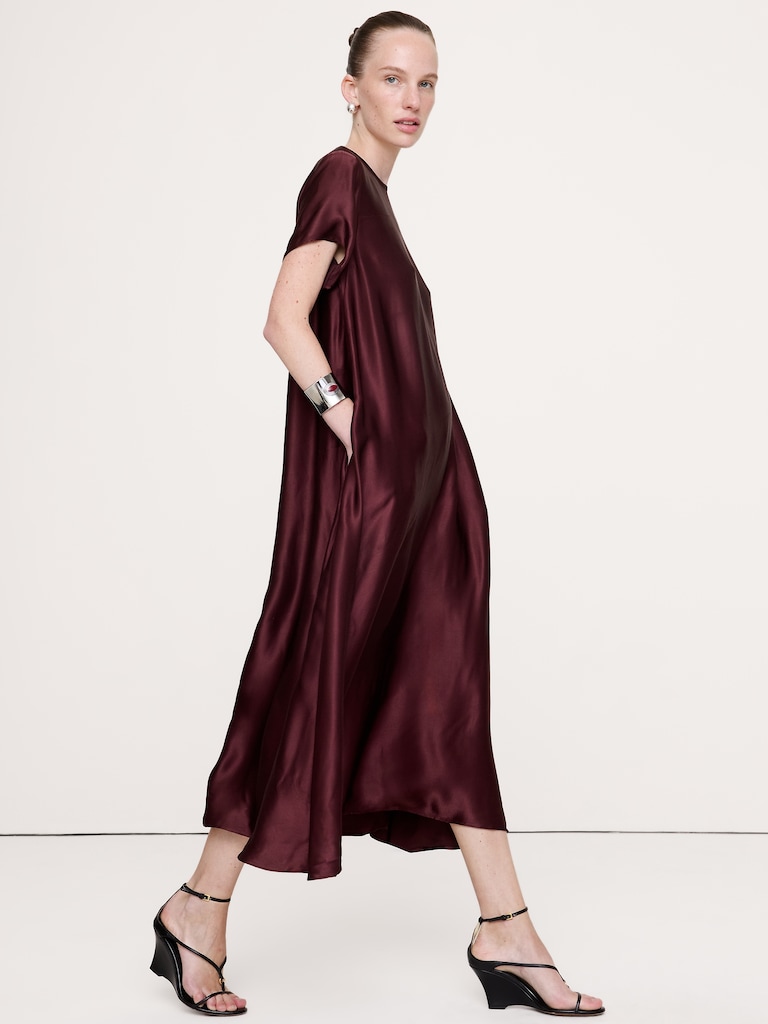 Italian Satin Trapeze Dress