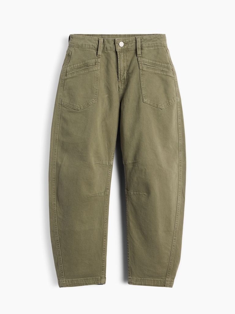 Kids High Rise Barrel Jeans