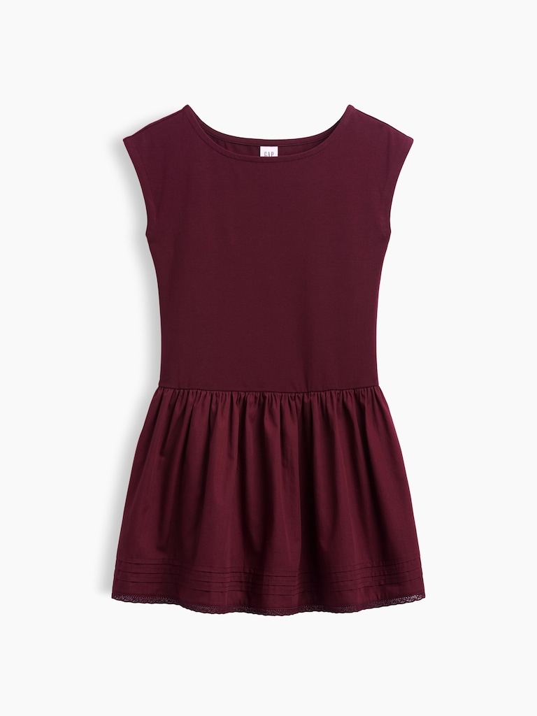 Kids Mixed Media Drop-Waist Dress