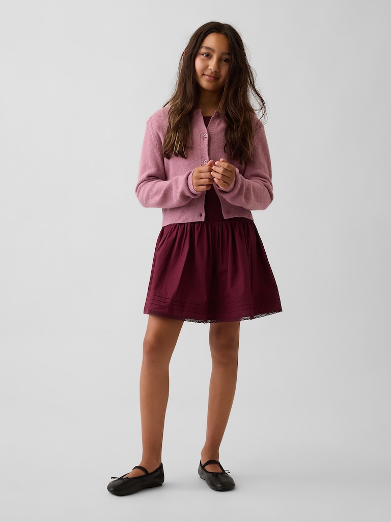 Kids Mixed Media Drop-Waist Dress