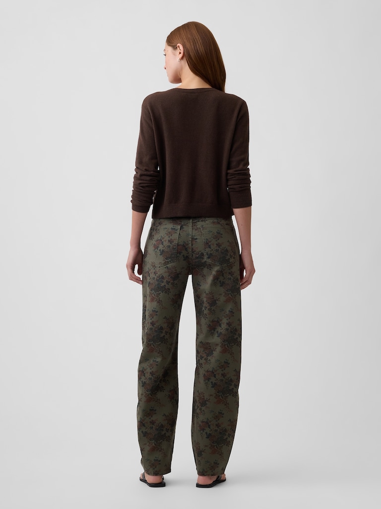 High Rise Print Barrel Jeans
