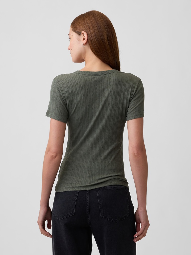 Essential Ribbed Pointelle Crewneck T-Shirt
