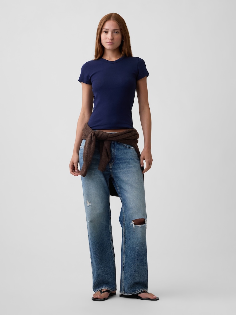 Modern Ribbed High-Neck T-Shirt