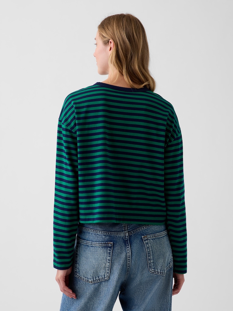 Knit Oversized Crop T-Shirt