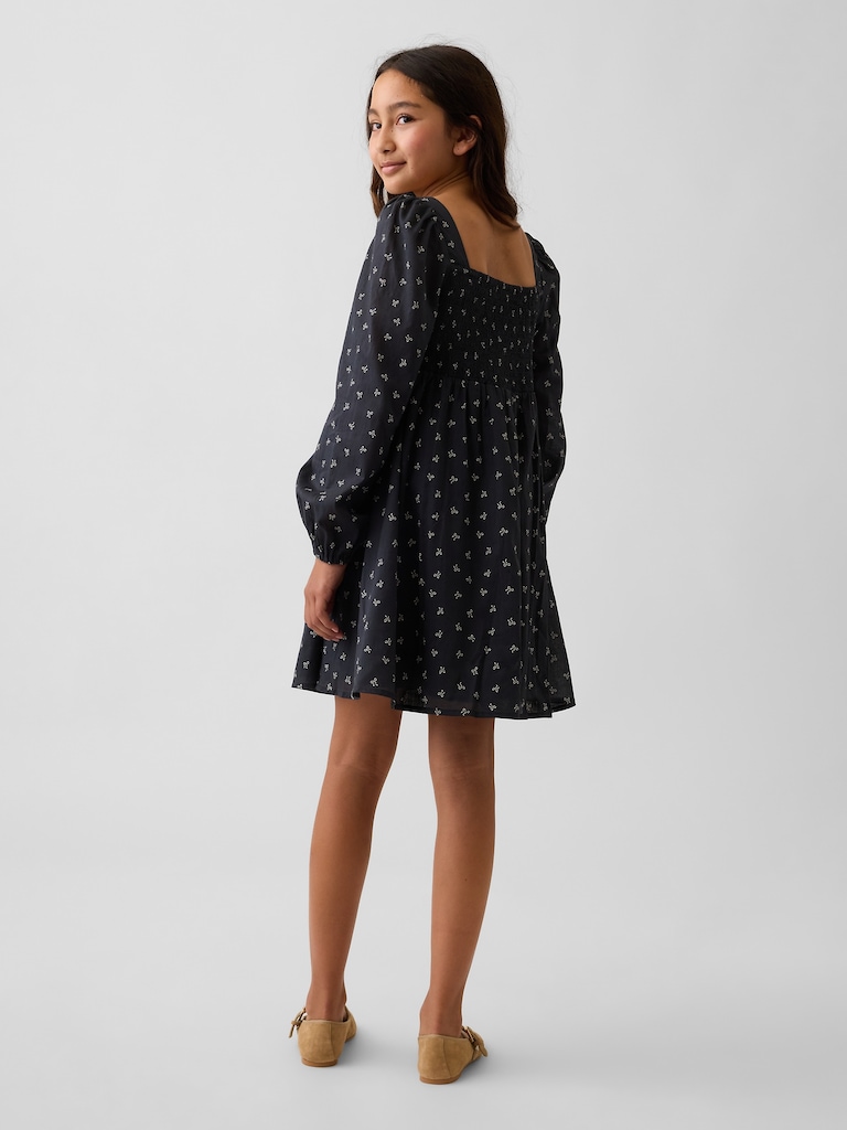 Kids Smocked Square-Neck Dress