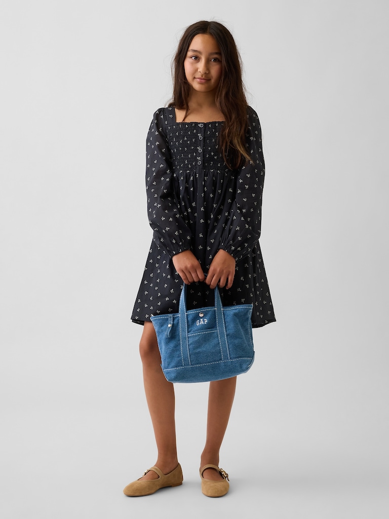 Kids Smocked Square-Neck Dress