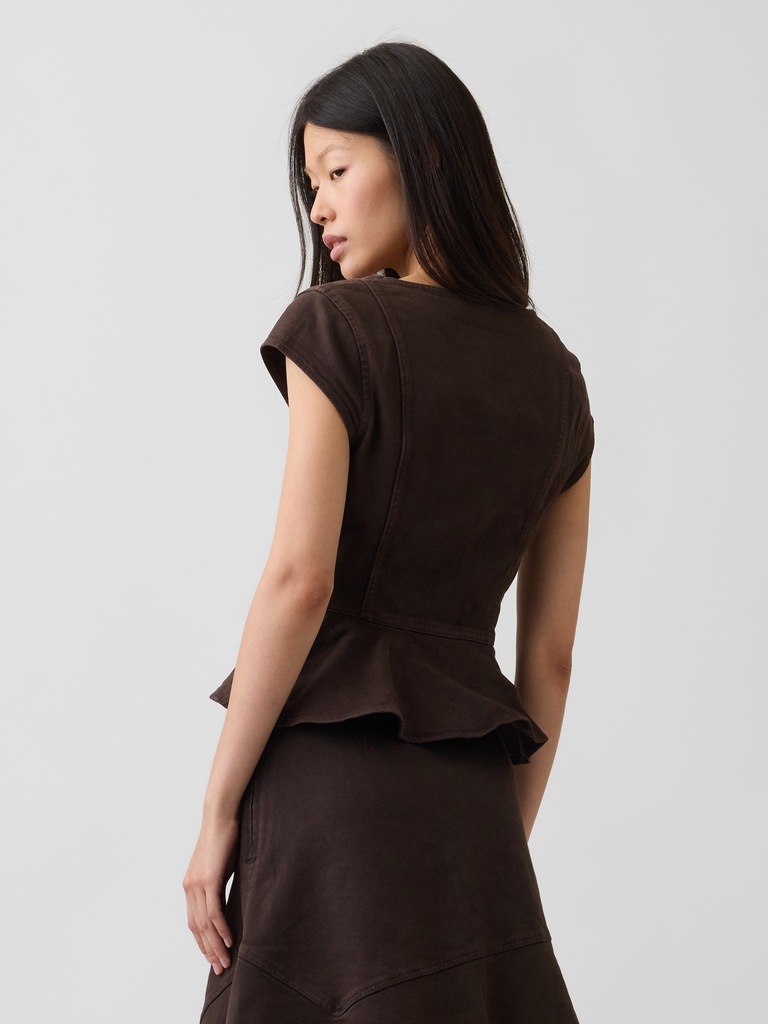 Denim Fitted Peplum Top