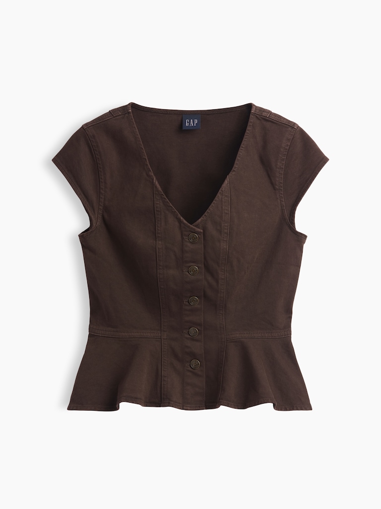 Denim Fitted Peplum Top