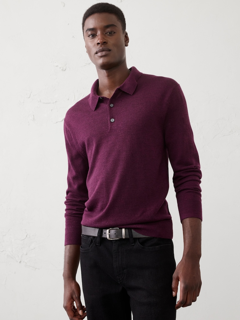 Merino Wool Polo Sweater