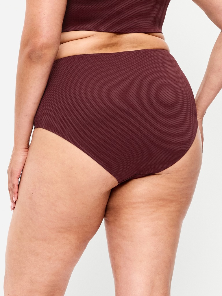 High-Waisted Pique Bikini Swim Bottoms