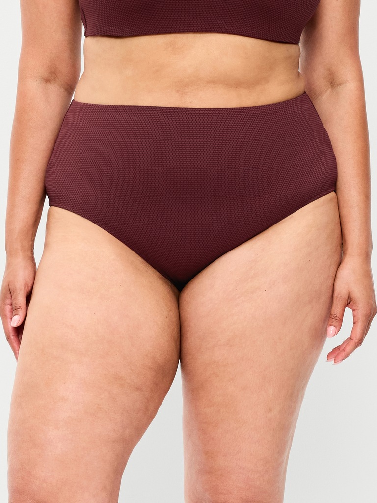 High-Waisted Pique Bikini Swim Bottoms