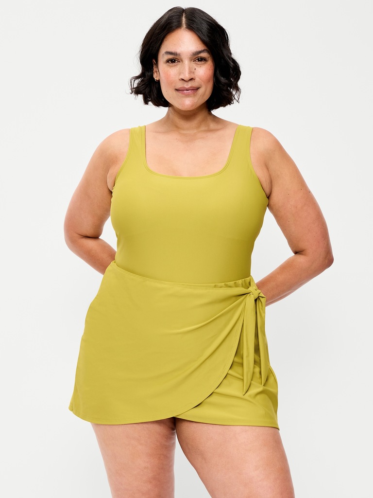 Matte Side-Tie Swim Dress