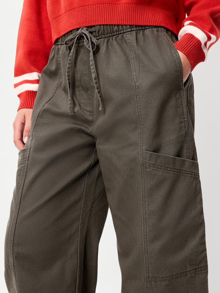 Mid-Rise Pull-On Utility Pants
