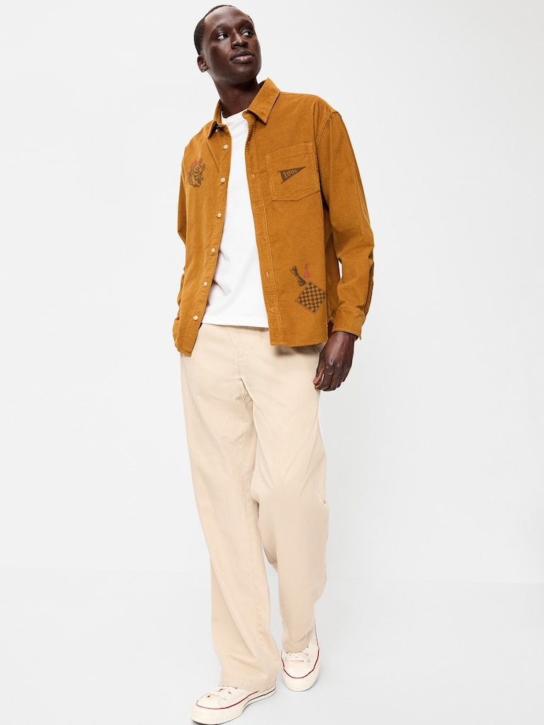 Chemise ample en velours côtelé à manches longues