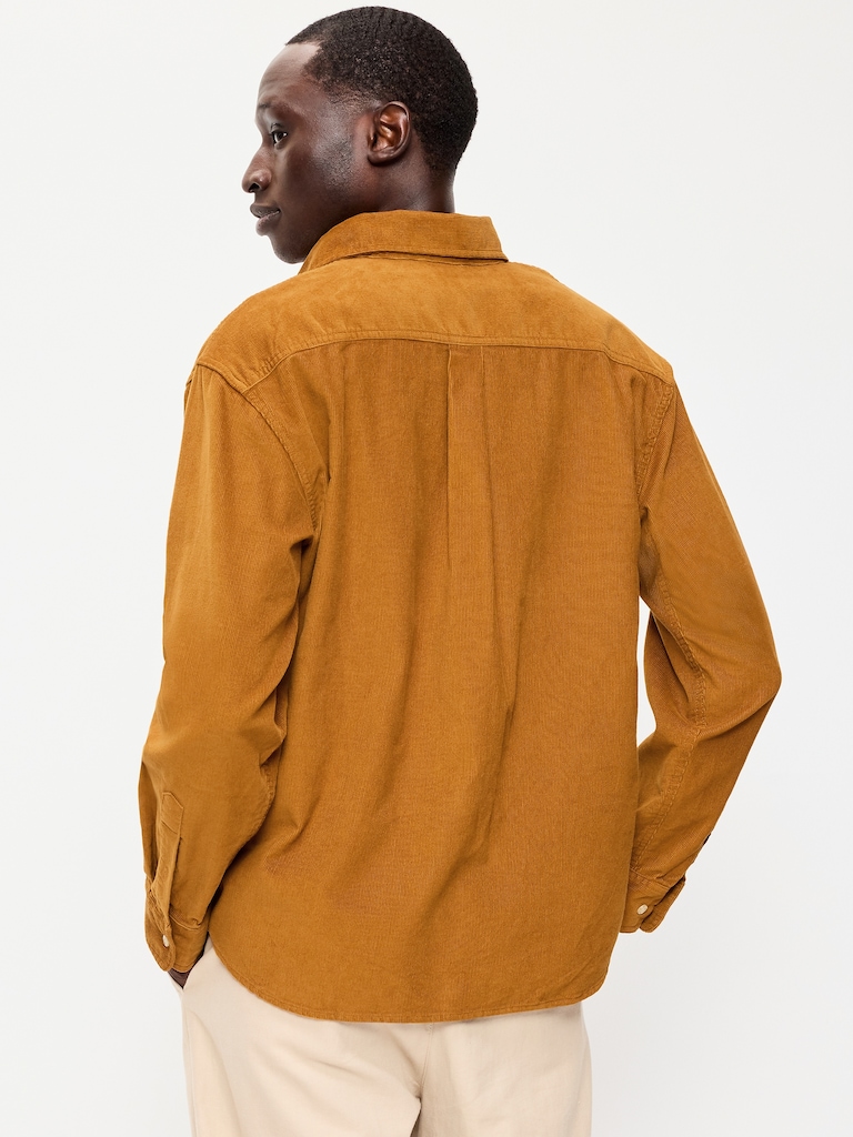 Chemise ample en velours côtelé à manches longues