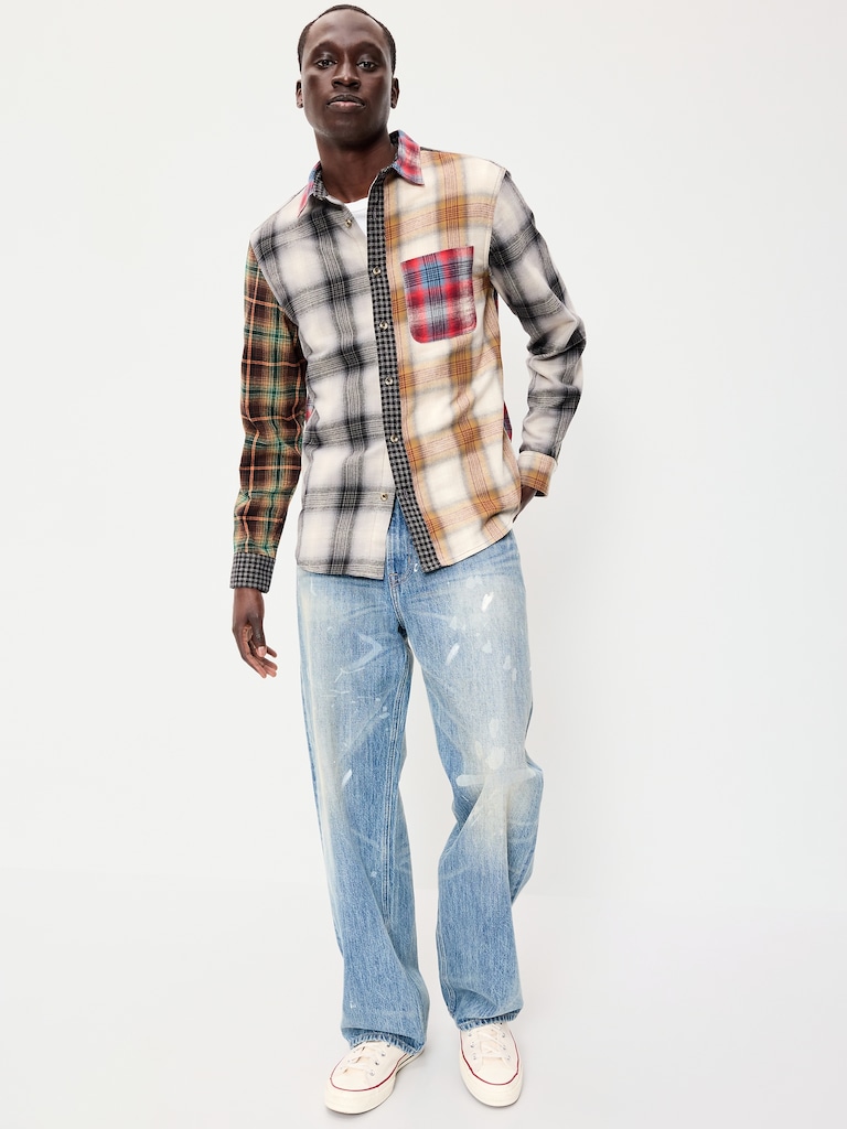Relaxed Long-Sleeve Plaid Flannel Pocket Shirt