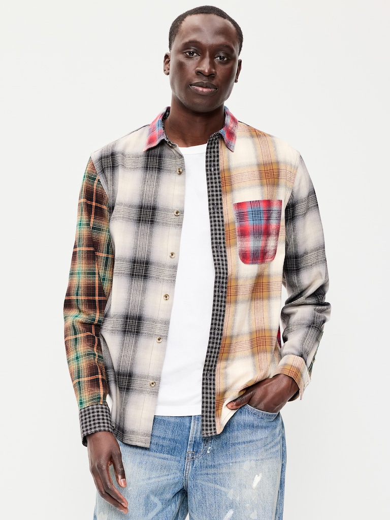 Relaxed Long-Sleeve Plaid Flannel Pocket Shirt