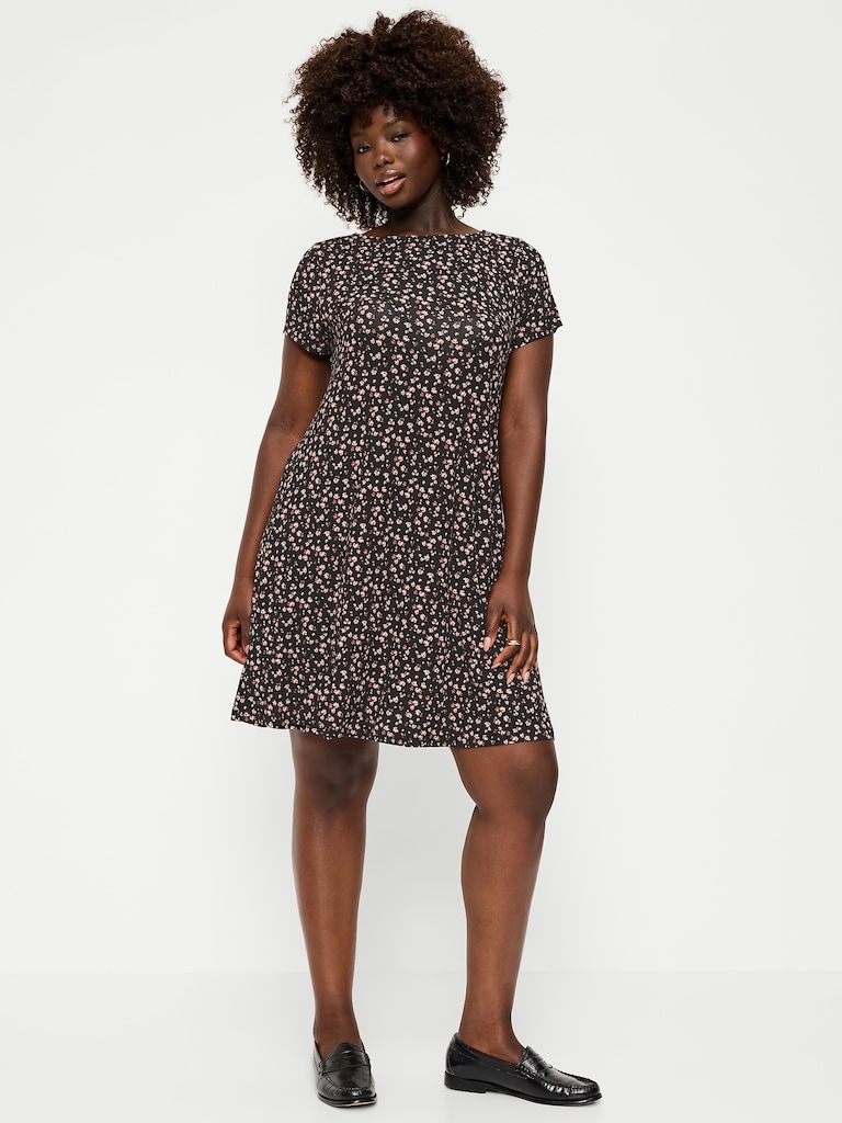 Short-Sleeve Mini Swing Dress