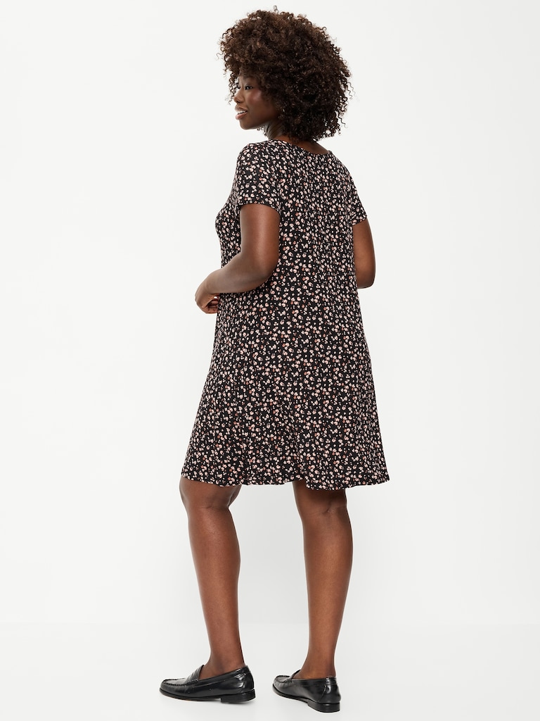 Short-Sleeve Mini Swing Dress