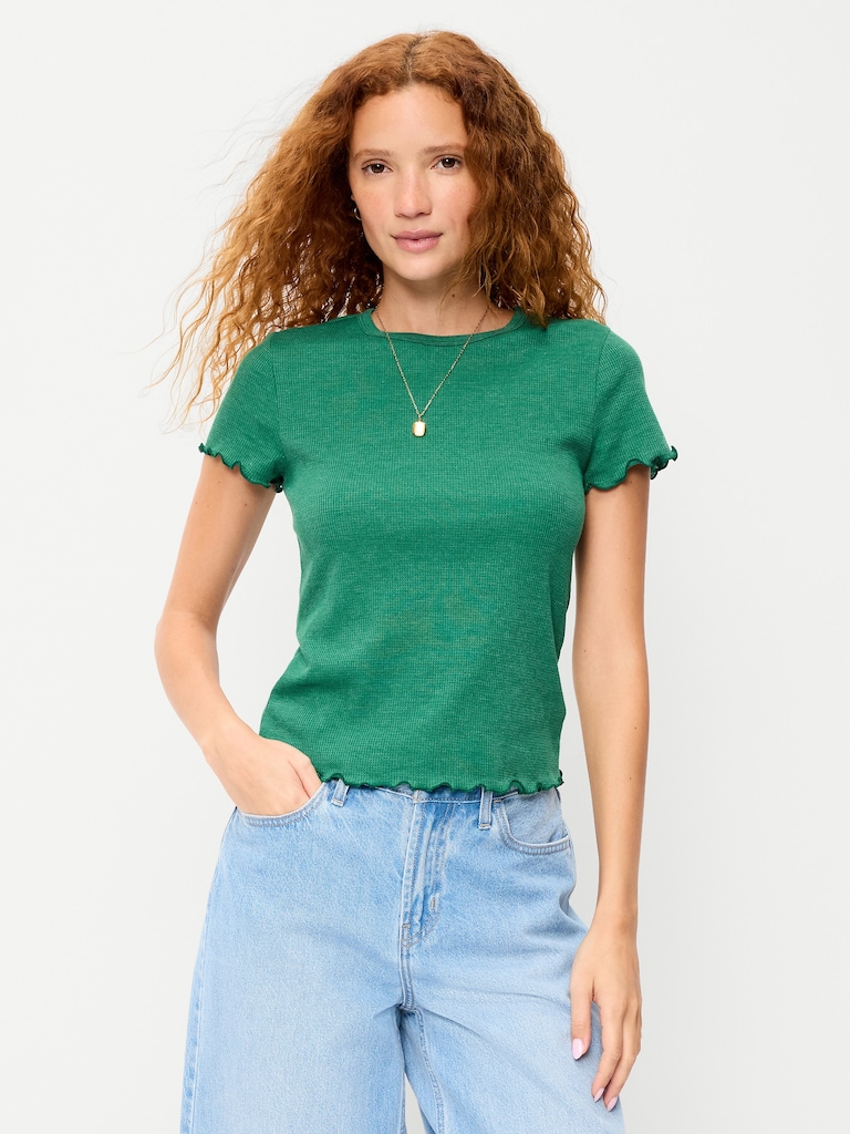 T-shirt ajusté court en tricot gaufré