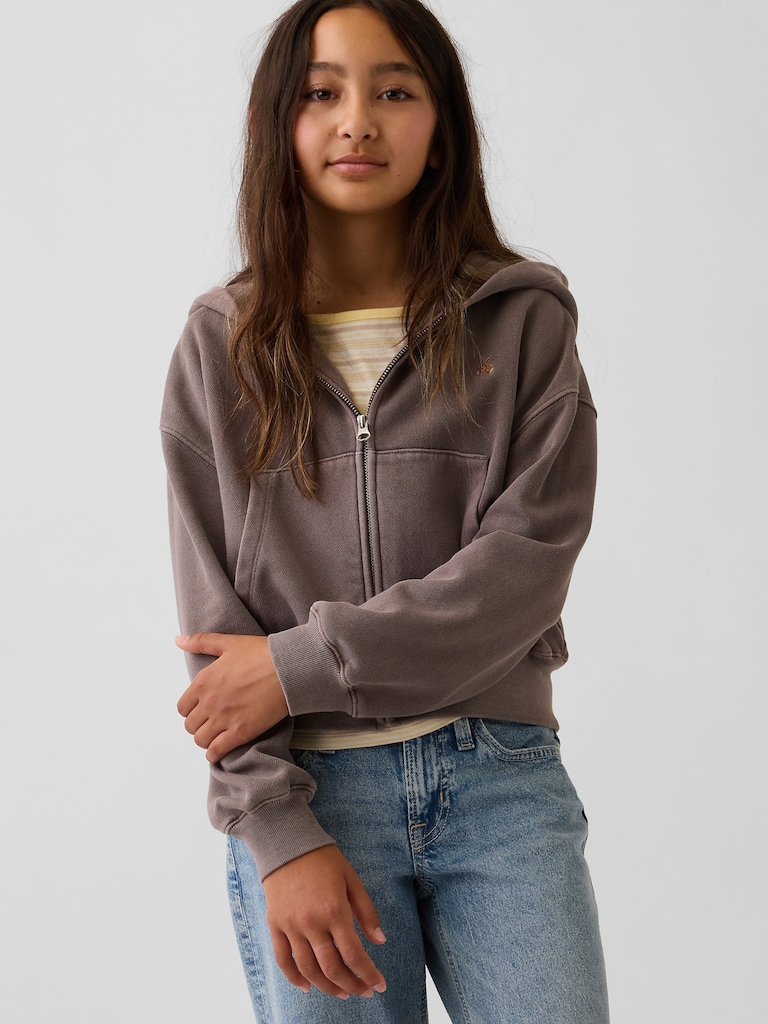 Kids VintageSoft Oversized Logo Zip Hoodie