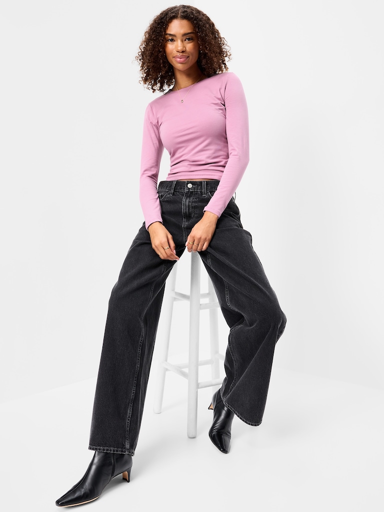 Hug Double-Layer Crew-Neck Long-Sleeve Top