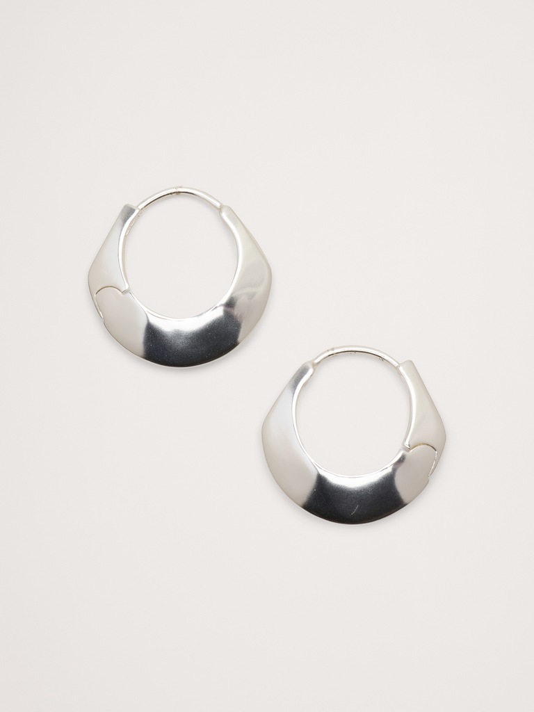 Hammered Drop Hoop Earrings