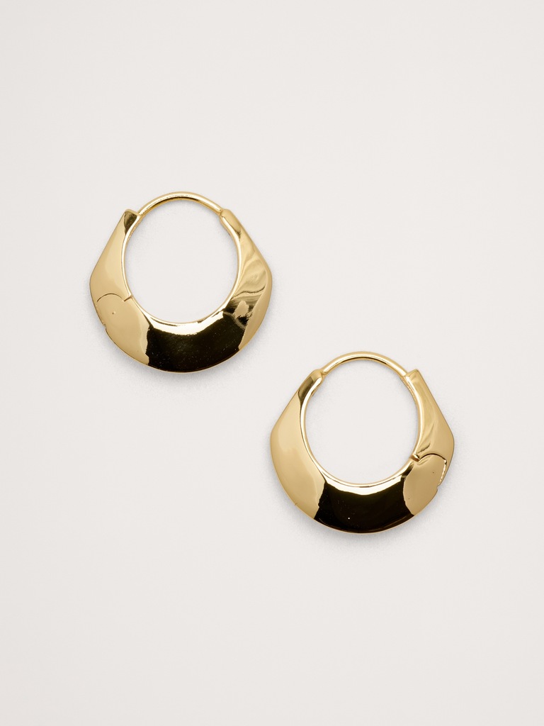 Hammered Drop Hoop Earrings